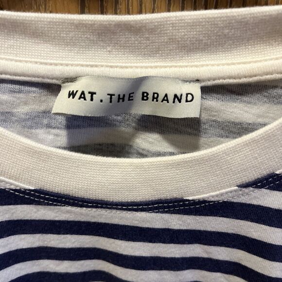 wat the brand crewneck blue/white striped Long Sleeve top size M - Picture 2 of 2